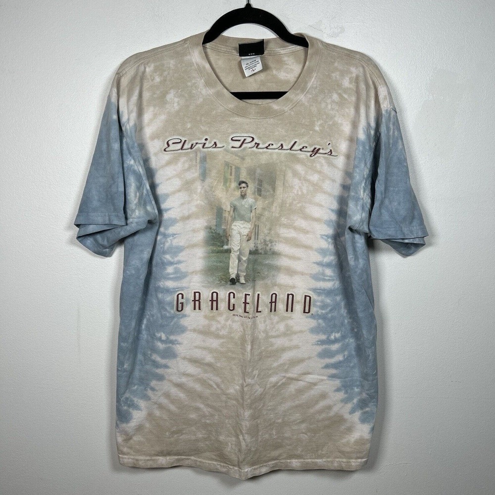 Vintage Y2K 2000’s LIQUID BLUE ELVIS PRESLEY GRACELAND Tie Dye T Shirt Large